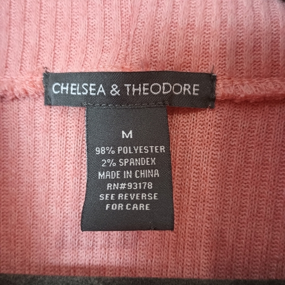 Chelsea and Theodore Pink Cowl Neck Long Sleeve Rib Sweater Size M - Picture 4 of 6